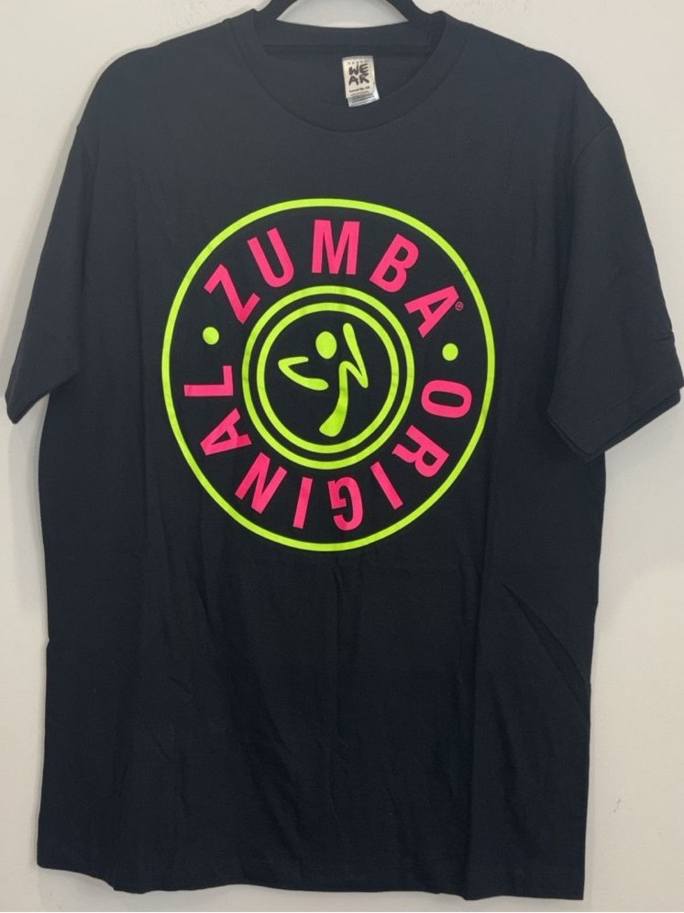 Zumba Wear Graphic T-Shirt Black Neon Pink Lime Green Logo Fitness Mens Large